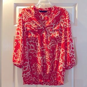 Orange and White Blouse